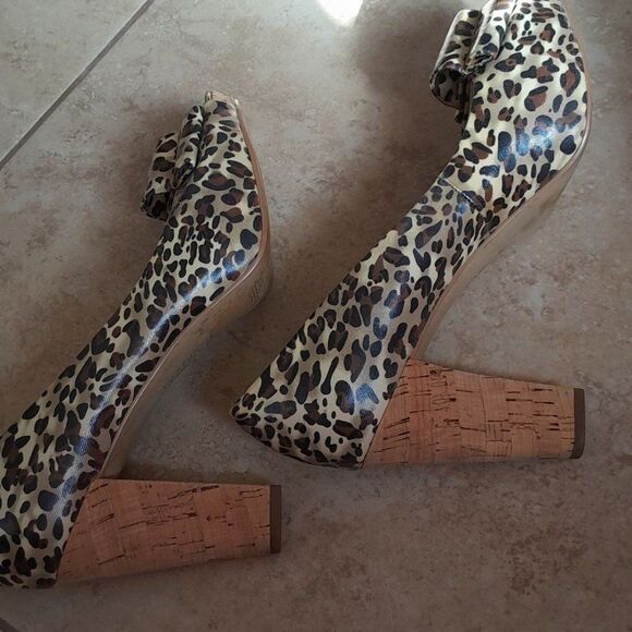 Franco Sarto Vice, Animal Print platform, High Chunk Heel, Peep Toe Shoes - Picture 9 of 12